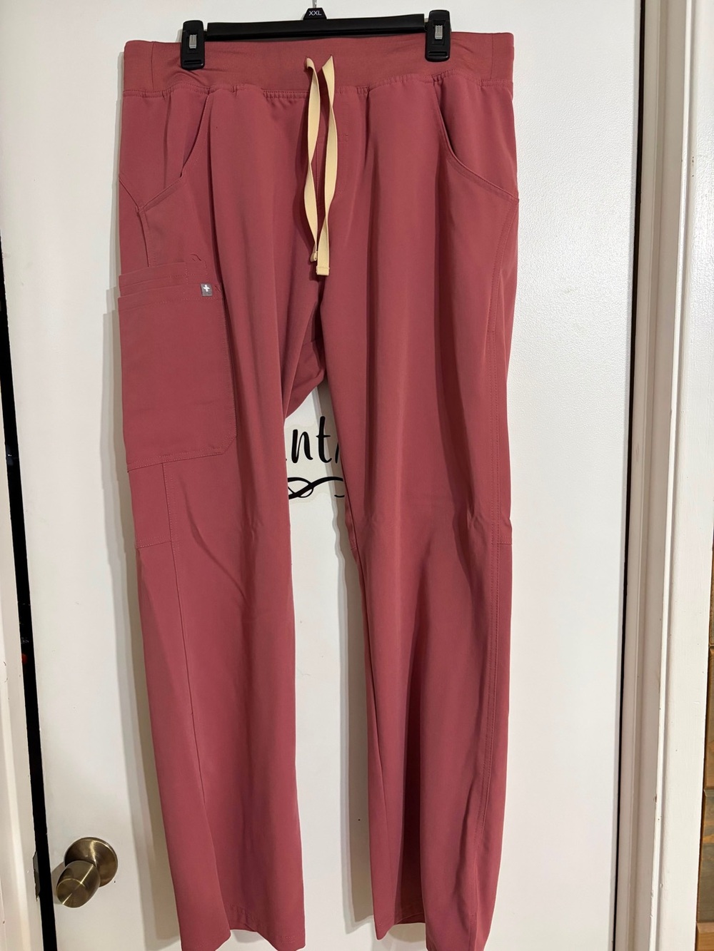 Figs Women's Dusty Rose Joggers with Cream Drawstring